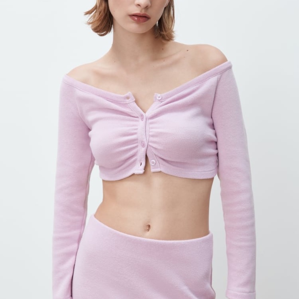 Lilac Soft Ruched Cardigan
